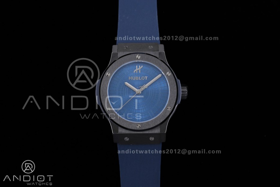 Classic Fusion 42mm Ceramic JJZF 1:1 V2 Best Edition Blue Textured Dial On Blue Rubber Strap Asian SW300