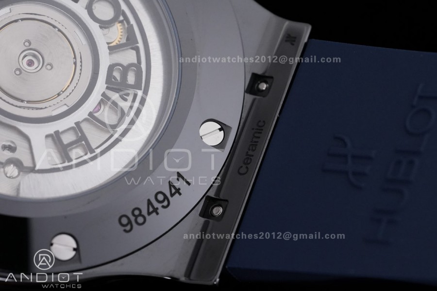 Classic Fusion 42mm Ceramic JJZF 1:1 V2 Best Edition Blue Textured Dial On Blue Rubber Strap Asian SW300