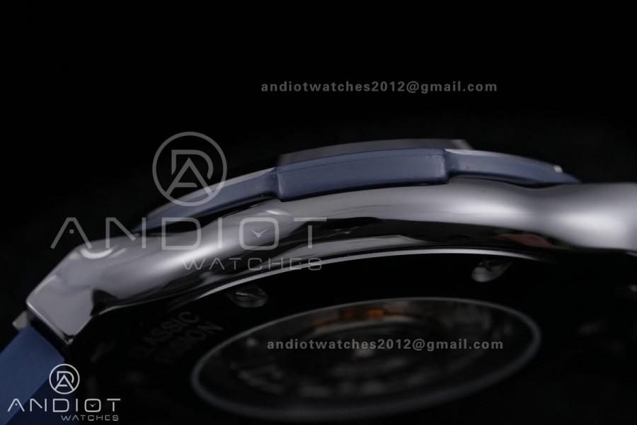 Classic Fusion 42mm Ceramic JJZF 1:1 V2 Best Edition Blue Textured Dial On Blue Rubber Strap Asian SW300