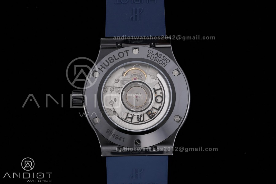 Classic Fusion 42mm Ceramic JJZF 1:1 V2 Best Edition Blue Textured Dial On Blue Rubber Strap Asian SW300