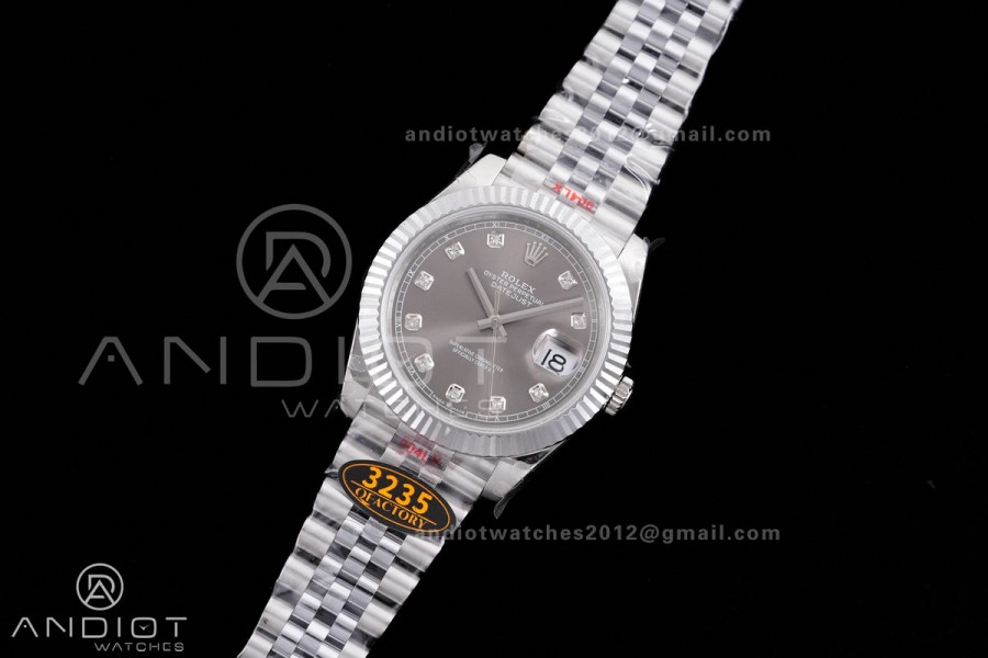 DateJust 41 126334 QF 1:1 Best Edition 904L Steel Gray Diamonds Dial on Jubilee Bracelet QF3235 (149g)