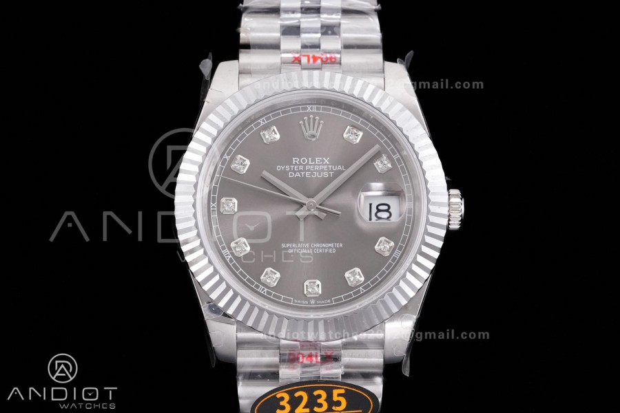 DateJust 41 126334 QF 1:1 Best Edition 904L Steel Gray Diamonds Dial on Jubilee Bracelet QF3235 (149g)