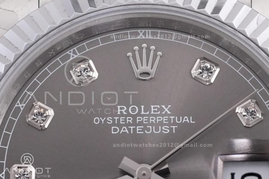 DateJust 41 126334 QF 1:1 Best Edition 904L Steel Gray Diamonds Dial on Jubilee Bracelet QF3235 (149g)