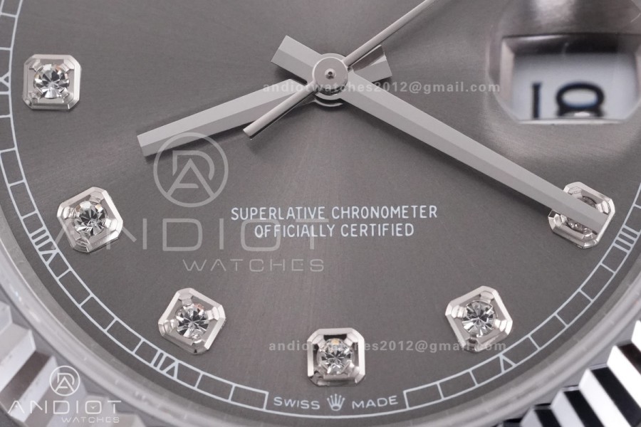 DateJust 41 126334 QF 1:1 Best Edition 904L Steel Gray Diamonds Dial on Jubilee Bracelet QF3235 (149g)
