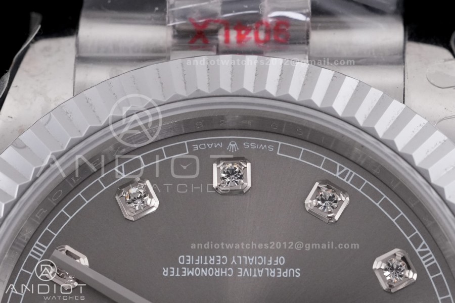 DateJust 41 126334 QF 1:1 Best Edition 904L Steel Gray Diamonds Dial on Jubilee Bracelet QF3235 (149g)