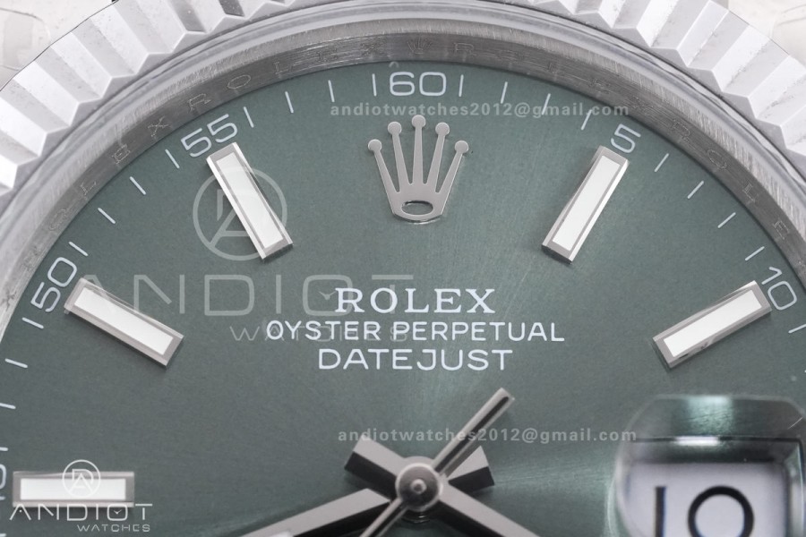 DateJust 41 126334 QF 1:1 Best Edition 904L Steel Green Stick Dial on Jubilee Bracelet QF3235 (149g)