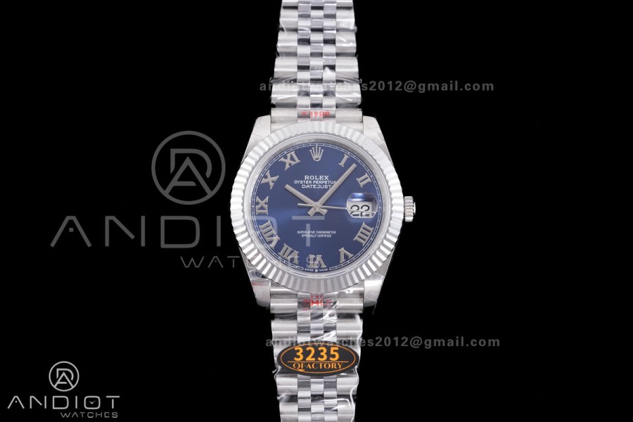 DateJust 41 126334 QF 1:1 Best Edition 904L Steel Blue Roman Dial on Jubilee Bracelet QF3235 (149g)
