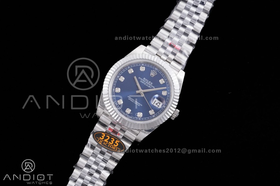 DateJust 41 126334 QF 1:1 Best Edition 904L Steel Blue Diamonds Dial on Jubilee Bracelet QF3235 (149g)