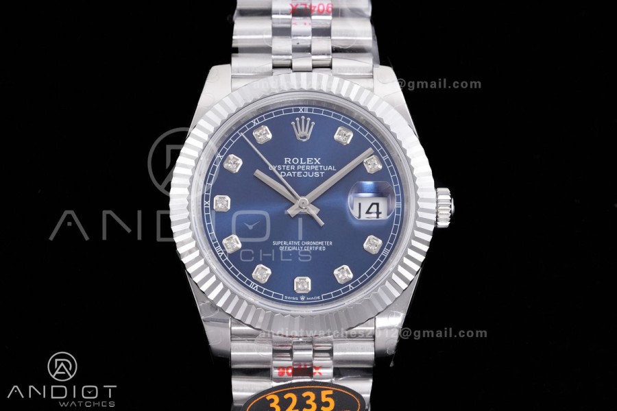 DateJust 41 126334 QF 1:1 Best Edition 904L Steel Blue Diamonds Dial on Jubilee Bracelet QF3235 (149g)