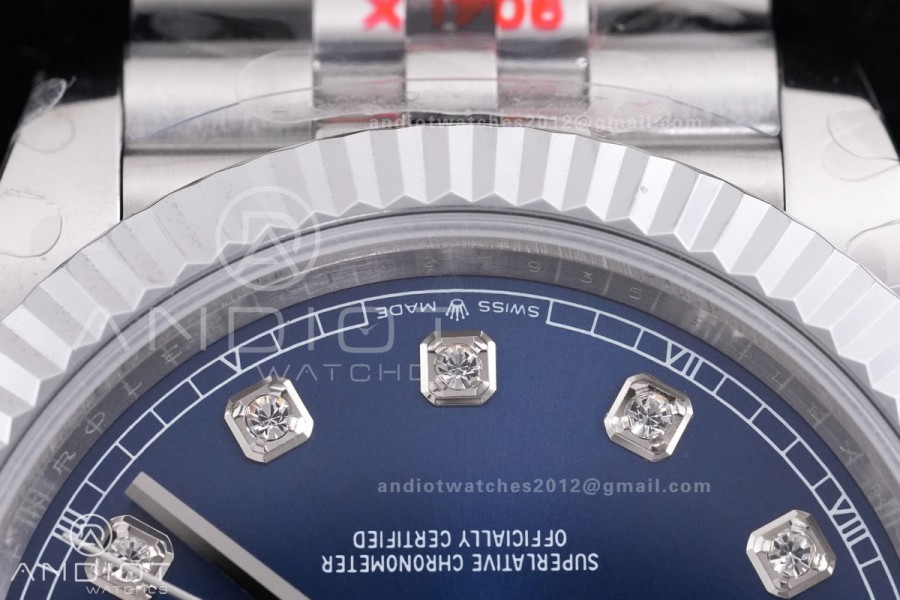 DateJust 41 126334 QF 1:1 Best Edition 904L Steel Blue Diamonds Dial on Jubilee Bracelet QF3235 (149g)