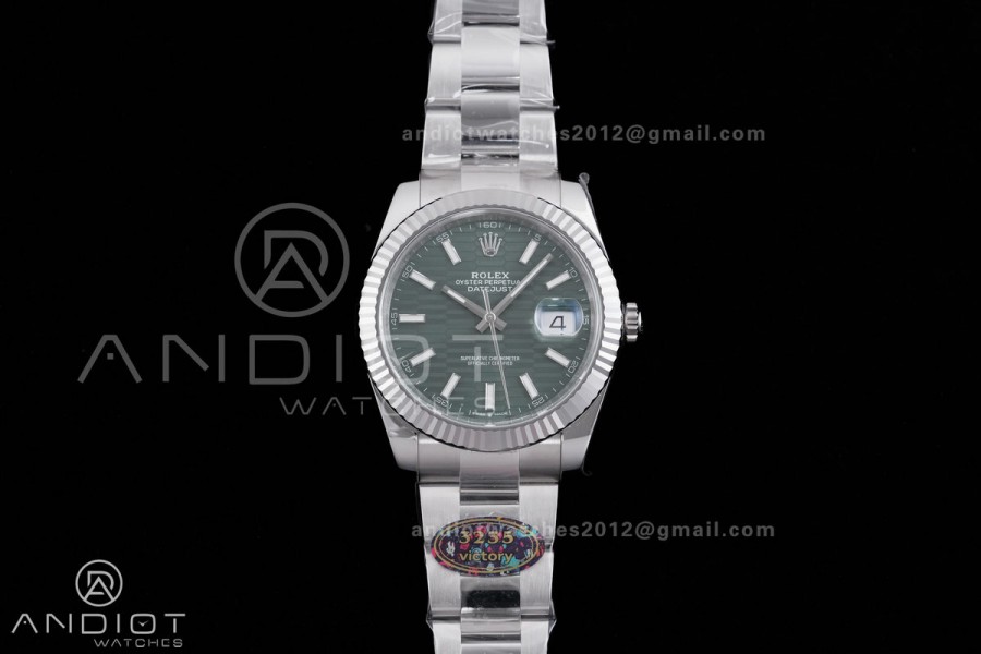 DateJust 41 126334 904L SS VF 1:1 Best Edition Green Textured Stick Dial on Oyster Bracelet DD3235