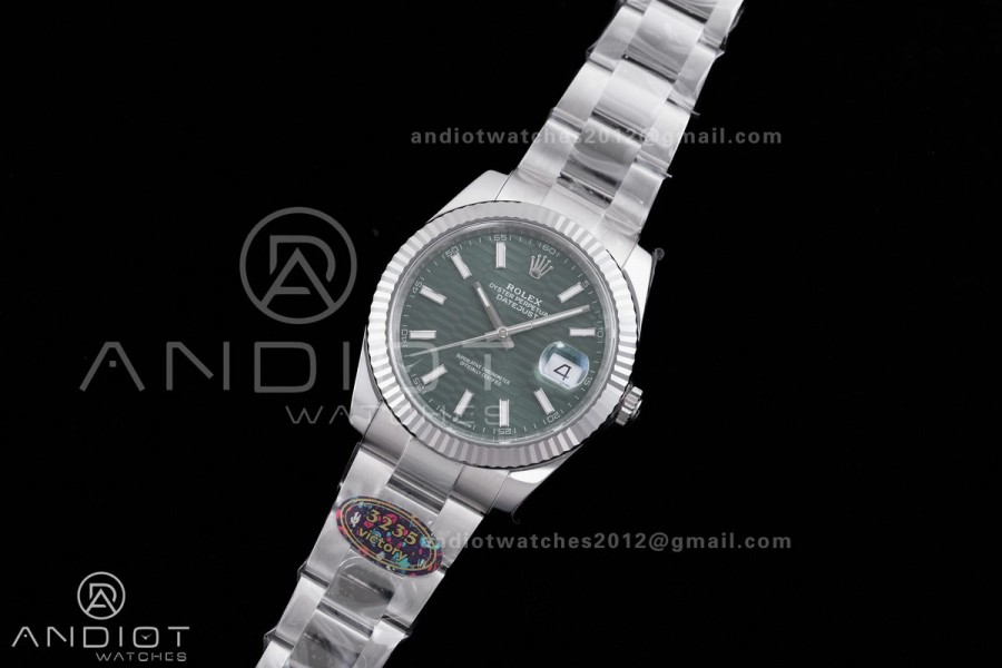 DateJust 41 126334 904L SS VF 1:1 Best Edition Green Textured Stick Dial on Oyster Bracelet DD3235