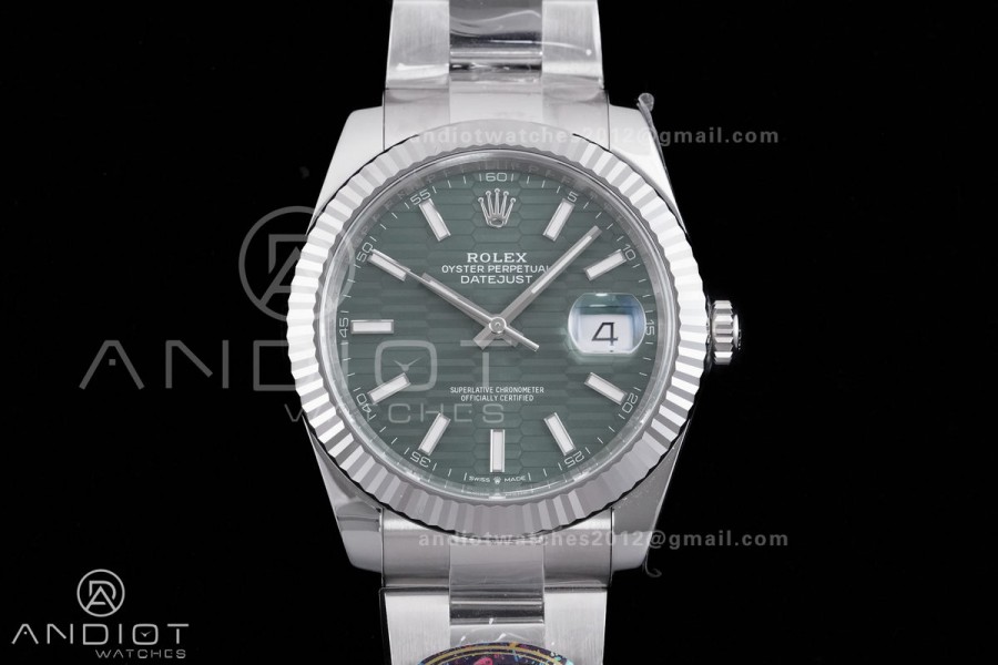 DateJust 41 126334 904L SS VF 1:1 Best Edition Green Textured Stick Dial on Oyster Bracelet DD3235