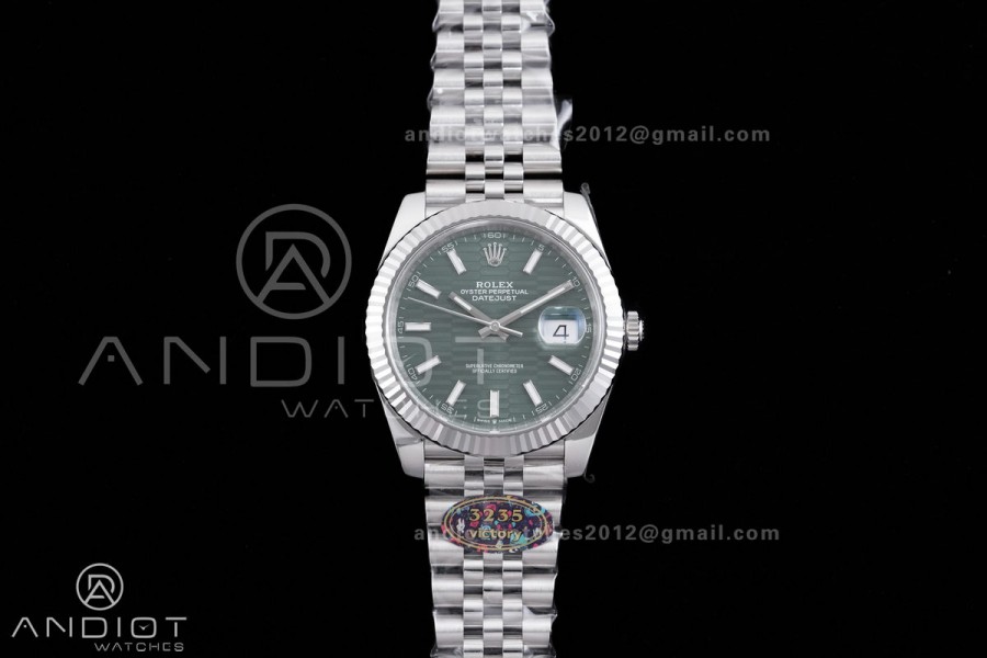 DateJust 41 126334 904L SS VF 1:1 Best Edition Green Textured Stick Dial on Jubilee Bracelet DD3235