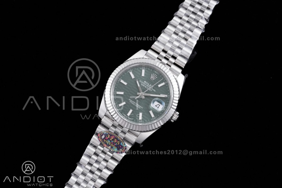 DateJust 41 126334 904L SS VF 1:1 Best Edition Green Textured Stick Dial on Jubilee Bracelet DD3235