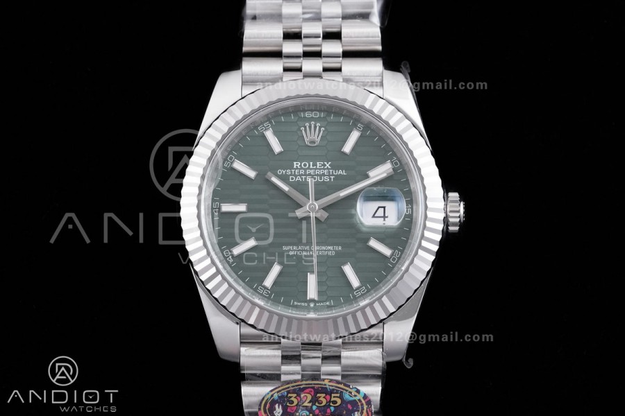DateJust 41 126334 904L SS VF 1:1 Best Edition Green Textured Stick Dial on Jubilee Bracelet DD3235