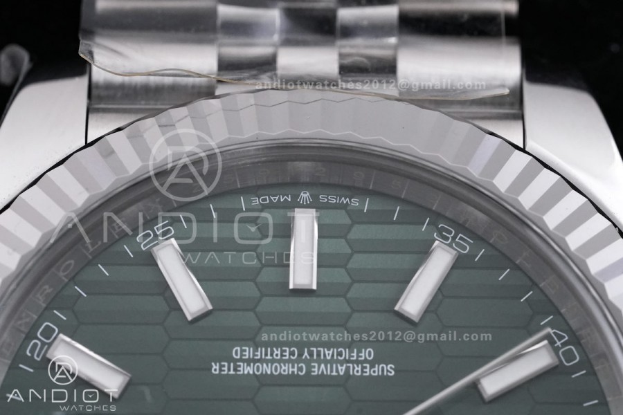 DateJust 41 126334 904L SS VF 1:1 Best Edition Green Textured Stick Dial on Jubilee Bracelet DD3235