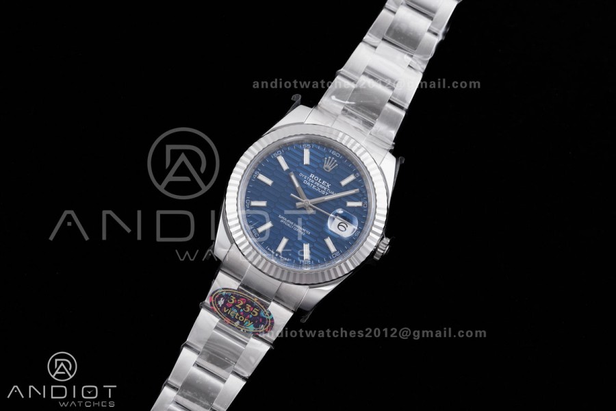 DateJust 41 126334 904L SS VF 1:1 Best Edition Blue Textured Stick Dial on Oyster Bracelet DD3235