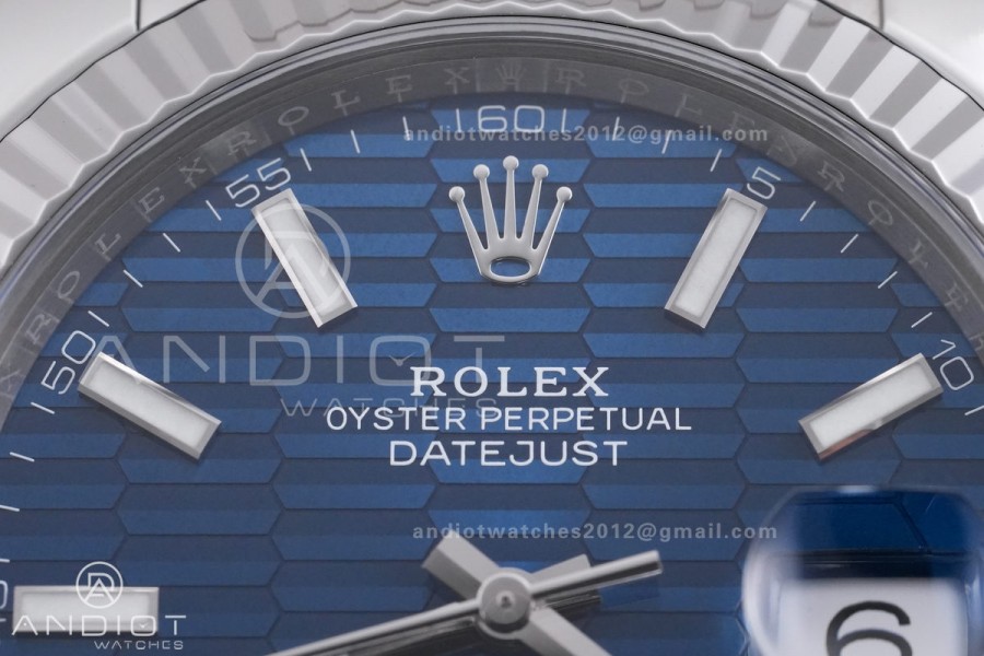 DateJust 41 126334 904L SS VF 1:1 Best Edition Blue Textured Stick Dial on Oyster Bracelet DD3235