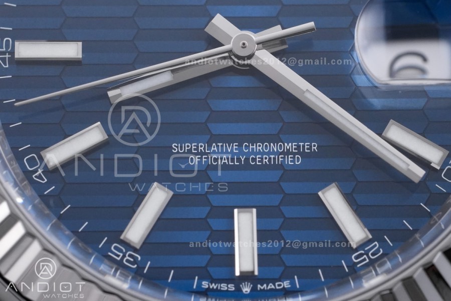 DateJust 41 126334 904L SS VF 1:1 Best Edition Blue Textured Stick Dial on Oyster Bracelet DD3235