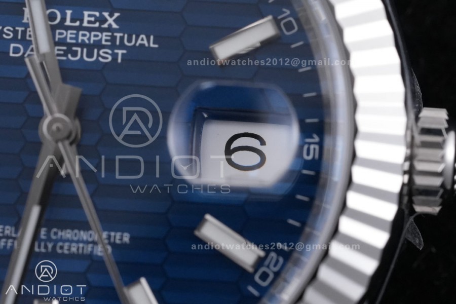 DateJust 41 126334 904L SS VF 1:1 Best Edition Blue Textured Stick Dial on Oyster Bracelet DD3235