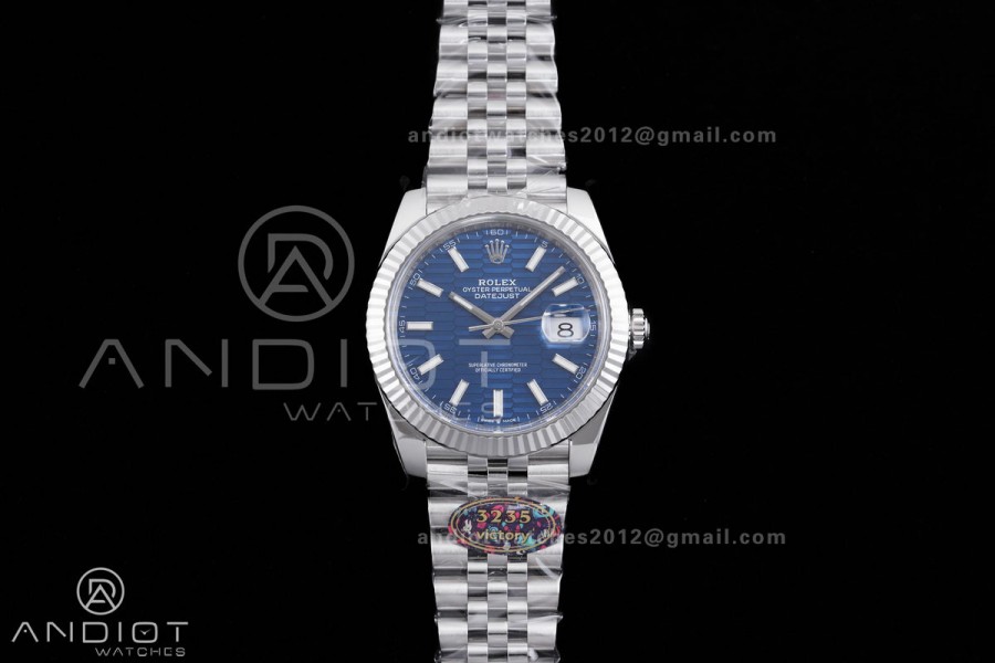 DateJust 41 126334 904L SS VF 1:1 Best Edition Blue Textured Stick Dial on Jubilee Bracelet DD3235