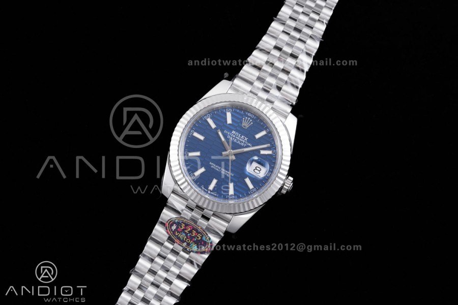 DateJust 41 126334 904L SS VF 1:1 Best Edition Blue Textured Stick Dial on Jubilee Bracelet DD3235