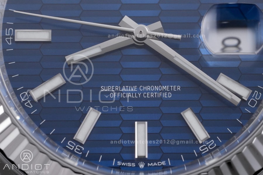 DateJust 41 126334 904L SS VF 1:1 Best Edition Blue Textured Stick Dial on Jubilee Bracelet DD3235