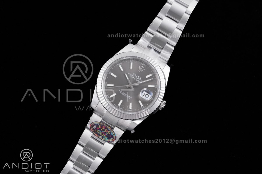 DateJust 41 126334 904L SS VF 1:1 Best Edition Gray Stick Dial on Oyster Bracelet DD3235