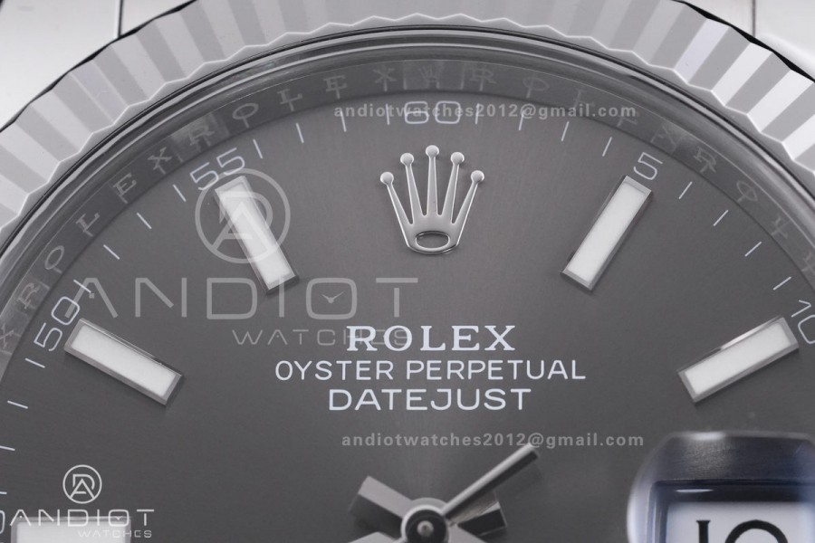 DateJust 41 126334 904L SS VF 1:1 Best Edition Gray Stick Dial on Oyster Bracelet DD3235