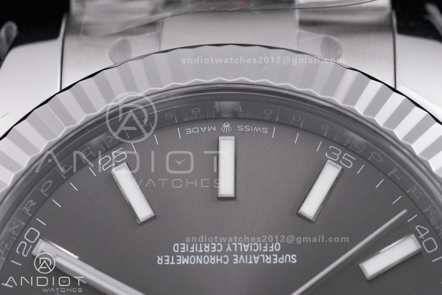 DateJust 41 126334 904L SS VF 1:1 Best Edition Gray Stick Dial on Oyster Bracelet DD3235