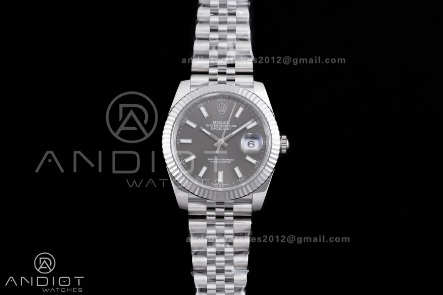 DateJust 41 126334 904L SS VF 1:1 Best Edition Gray Stick Dial on Jubilee Bracelet DD3235