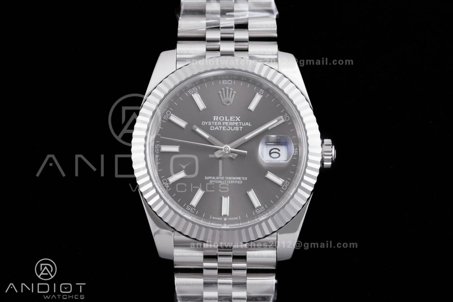 DateJust 41 126334 904L SS VF 1:1 Best Edition Gray Stick Dial on Jubilee Bracelet DD3235