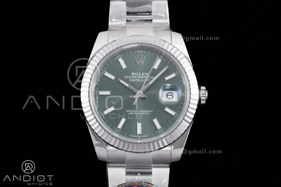 DateJust 41 126334 904L SS VF 1:1 Best Edition Green Stick Dial on Oyster Bracelet DD3235