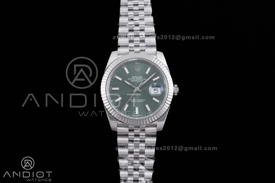DateJust 41 126334 904L SS VF 1:1 Best Edition Green Stick Dial on Jubilee Bracelet DD3235