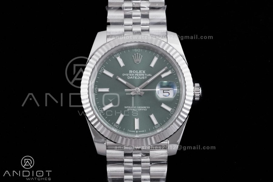 DateJust 41 126334 904L SS VF 1:1 Best Edition Green Stick Dial on Jubilee Bracelet DD3235