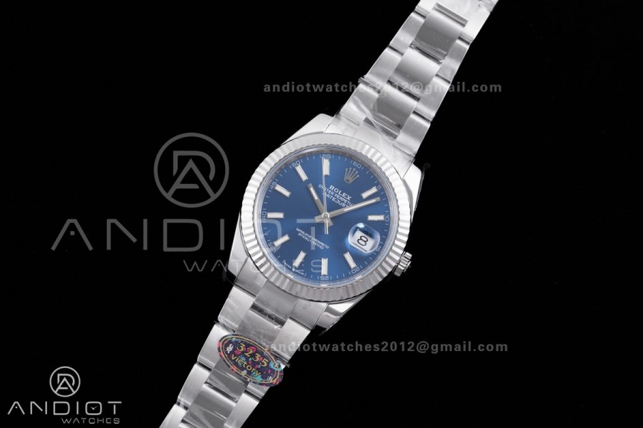 DateJust 41 126334 904L SS VF 1:1 Best Edition Blue Stick Dial on Oyster Bracelet DD3235