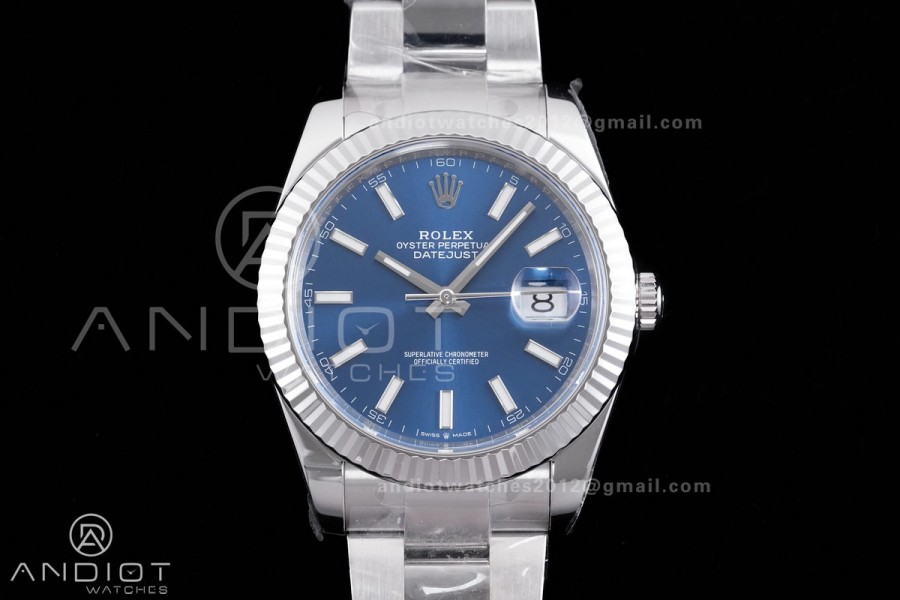 DateJust 41 126334 904L SS VF 1:1 Best Edition Blue Stick Dial on Oyster Bracelet DD3235