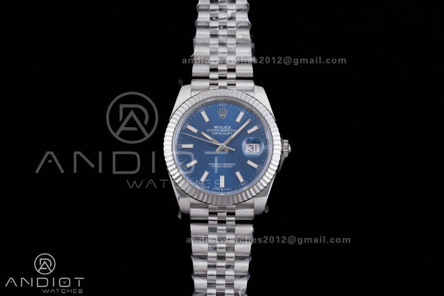 DateJust 41 126334 904L SS VF 1:1 Best Edition Blue  Stick Dial on Jubilee Bracelet DD3235