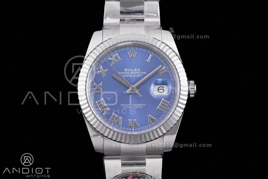 DateJust 41 126334 904L SS VF 1:1 Best Edition Blue Roman Dial on Oyster Bracelet DD3235