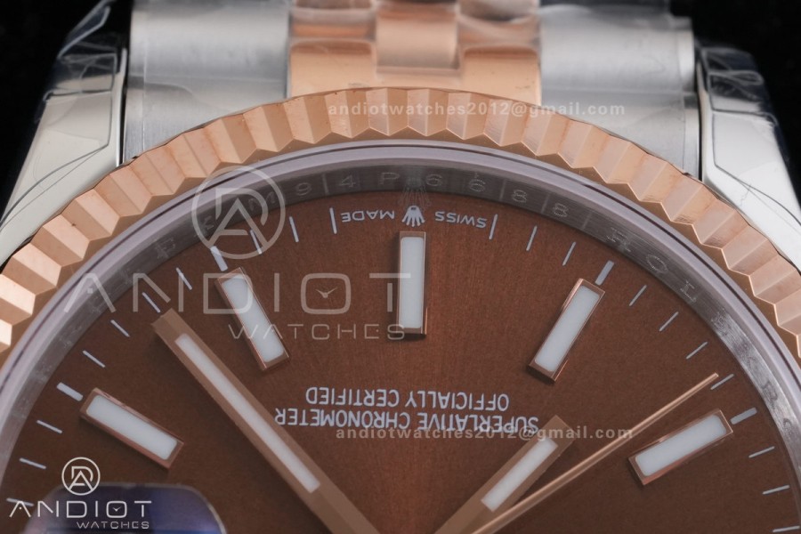  DateJust 36 126231 GSF 1:1 Best Edition Brown Stick Dial on SS/RG Jubilee Bracelet A3235