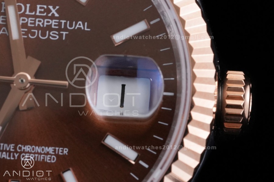  DateJust 36 126231 GSF 1:1 Best Edition Brown Stick Dial on SS/RG Jubilee Bracelet A3235