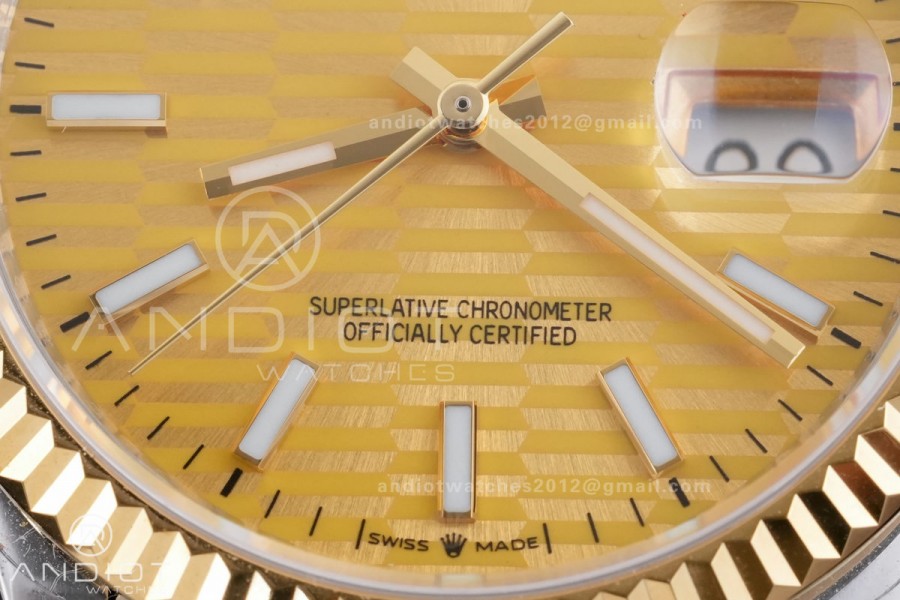 DateJust 36 SS/YG 126233 GSF 1:1 Best Edition YG Textured Stick Dial on Jubilee Bracelet A3235