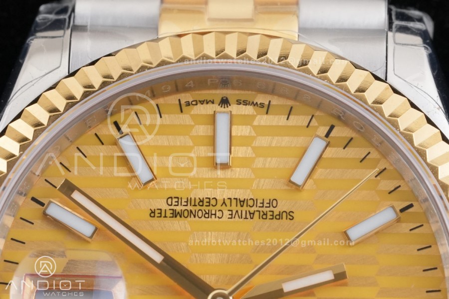 DateJust 36 SS/YG 126233 GSF 1:1 Best Edition YG Textured Stick Dial on Jubilee Bracelet A3235