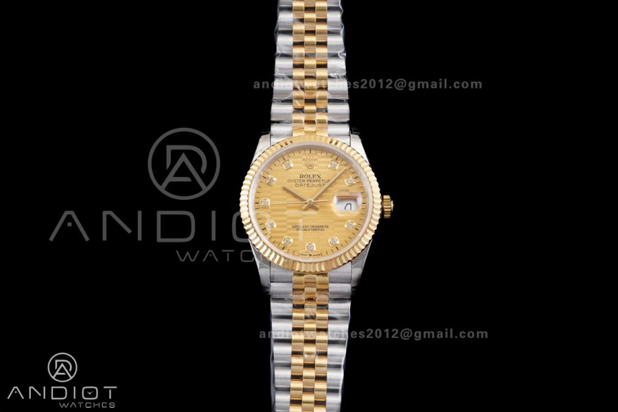  DateJust 36 SS/YG 126233 GSF 1:1 Best Edition YG Textured Diamonds Dial on Oyster Bracelet A3235