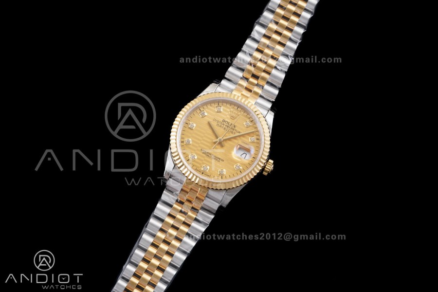  DateJust 36 SS/YG 126233 GSF 1:1 Best Edition YG Textured Diamonds Dial on Oyster Bracelet A3235