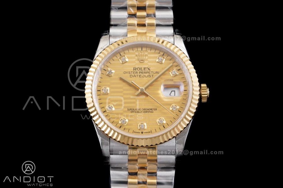  DateJust 36 SS/YG 126233 GSF 1:1 Best Edition YG Textured Diamonds Dial on Oyster Bracelet A3235