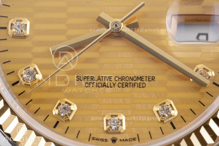  DateJust 36 SS/YG 126233 GSF 1:1 Best Edition YG Textured Diamonds Dial on Oyster Bracelet A3235