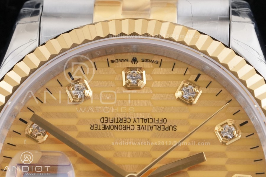  DateJust 36 SS/YG 126233 GSF 1:1 Best Edition YG Textured Diamonds Dial on Oyster Bracelet A3235