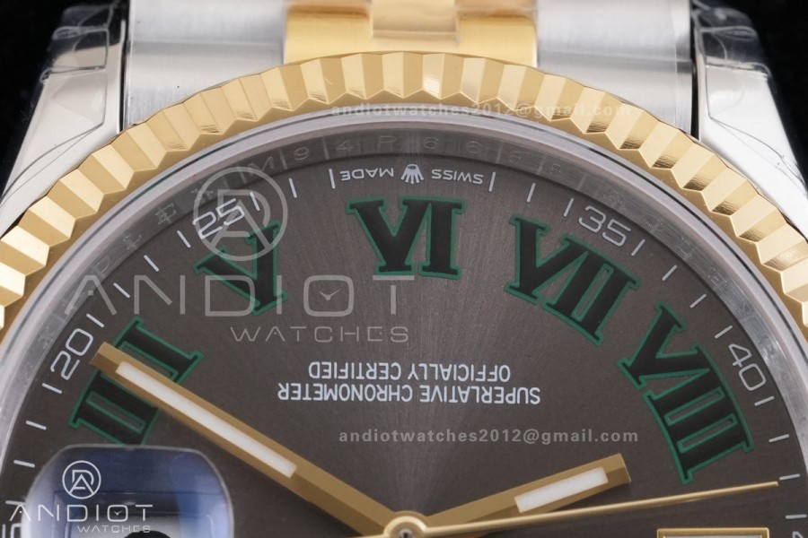DateJust 36 SS/YG 126233 GSF 1:1 Best Edition Gray Dial Green Roman on Jubilee Bracelet A3235